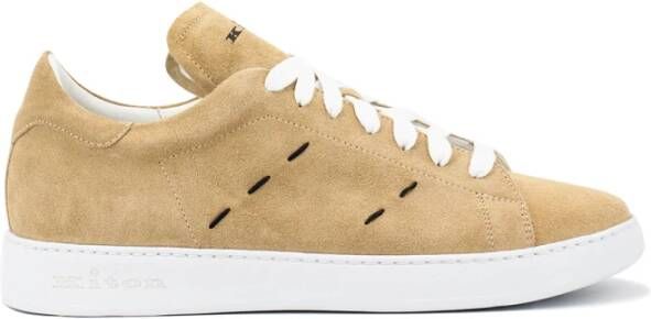 Kiton Maxi Stitch Suede Sneakers Brown Heren