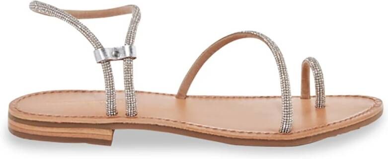 Les Tropeziennes Stijlvolle platte sandalen voor vrouwen Gray Dames