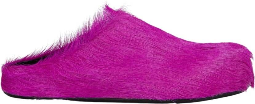 Marni Fussbett Sabot slippers met kalfshaar Roze - Foto 6