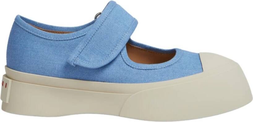 Marni Denim Mary Jane Sneakers met Velcro Blue Dames