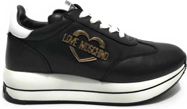 Moschino Dames Sneaker Love van Leer in Zwart Dames