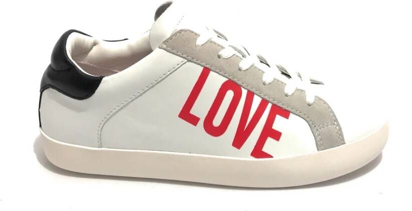 Moschino Love Leren Sneaker in Wit Zwart White Dames
