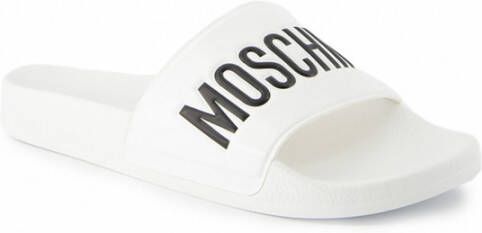 Moschino Witte Logo Zwembadschoenen White Heren