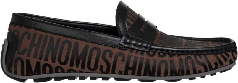 Moschino Stijlvolle Logo Loafers voor Heren Brown Heren