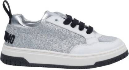 Moschino Witte en Zilveren Sneakers Gray Dames