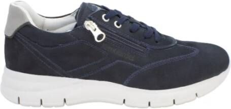 Nerogiardini Premium Chamois Sneakers voor Mannen Blue Heren