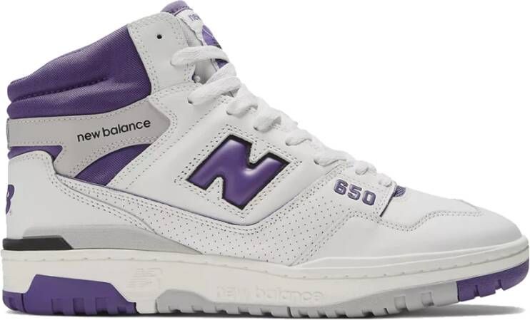 New Balance Witte en Paarse Leren Sneakers Purple Heren