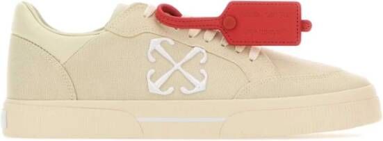 Off White Sand Canvas Low Top Sneakers Beige Heren