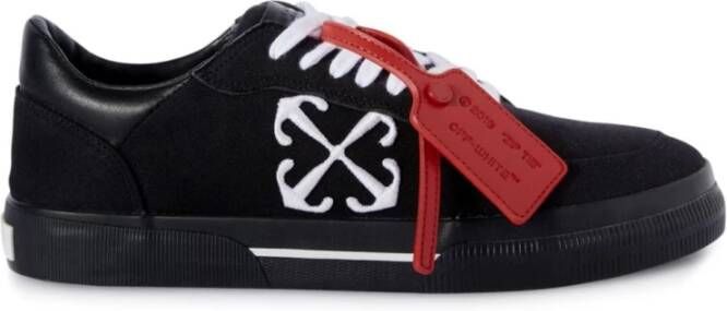 Off White Zwarte Lage Vulcanized Katoenen Sneakers Black Heren