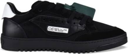 Off White Zwarte Leren Sneakers met Witte Accenten Black Heren