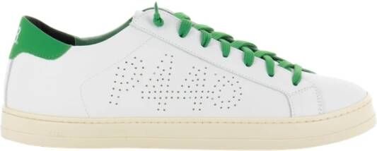 P448 Witte leren sneakers met groene accenten White Heren