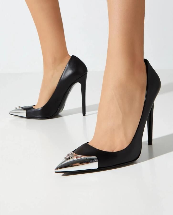 Philipp Plein Leren Decolleté Hoge Hakken Skull Strass