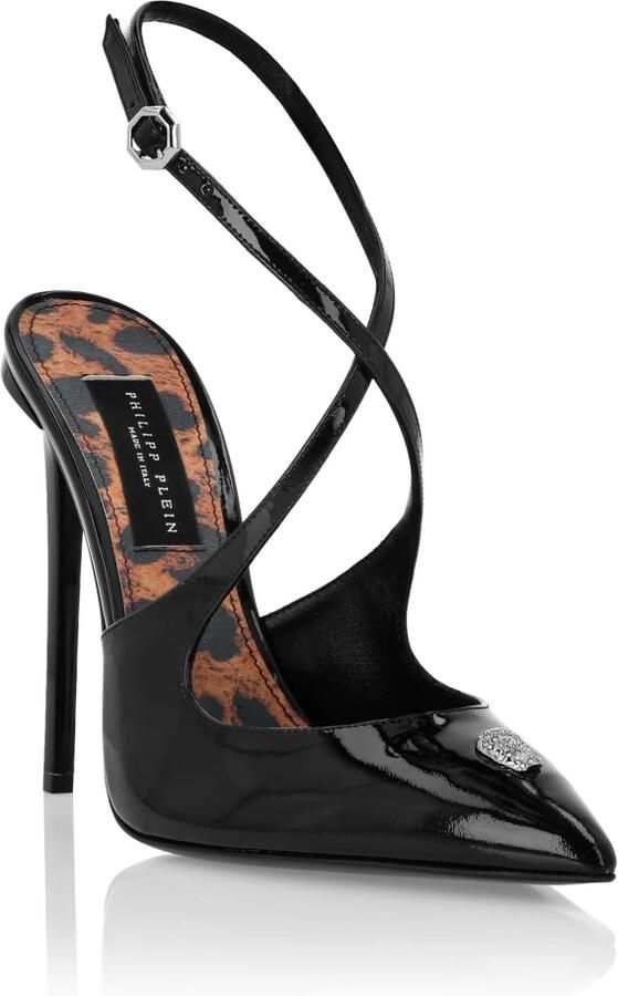 Philipp Plein Leren Sandalen Hoge Hakken Skull Strass