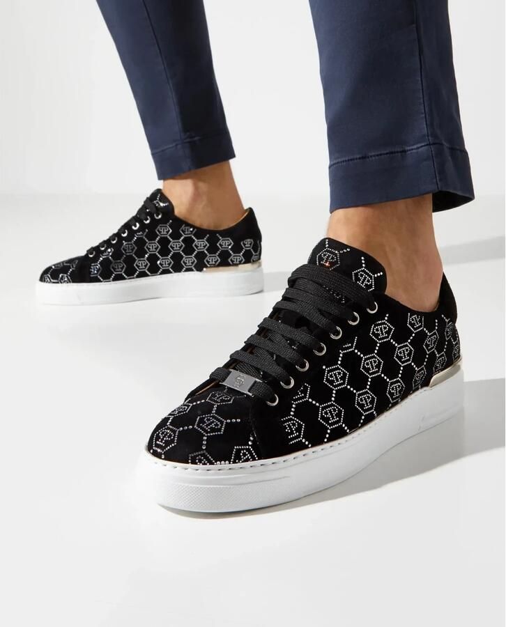Philipp Plein Lo-Top Suede Monogrammed Sneakers
