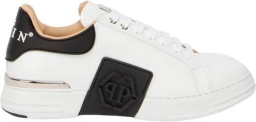 Philipp Plein Witte Sneakers Regular Fit Geschikt voor alle temperaturen 100% Leer White Heren