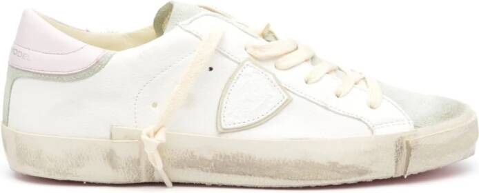Philippe Model Witte leren sneakers met roze details White Dames