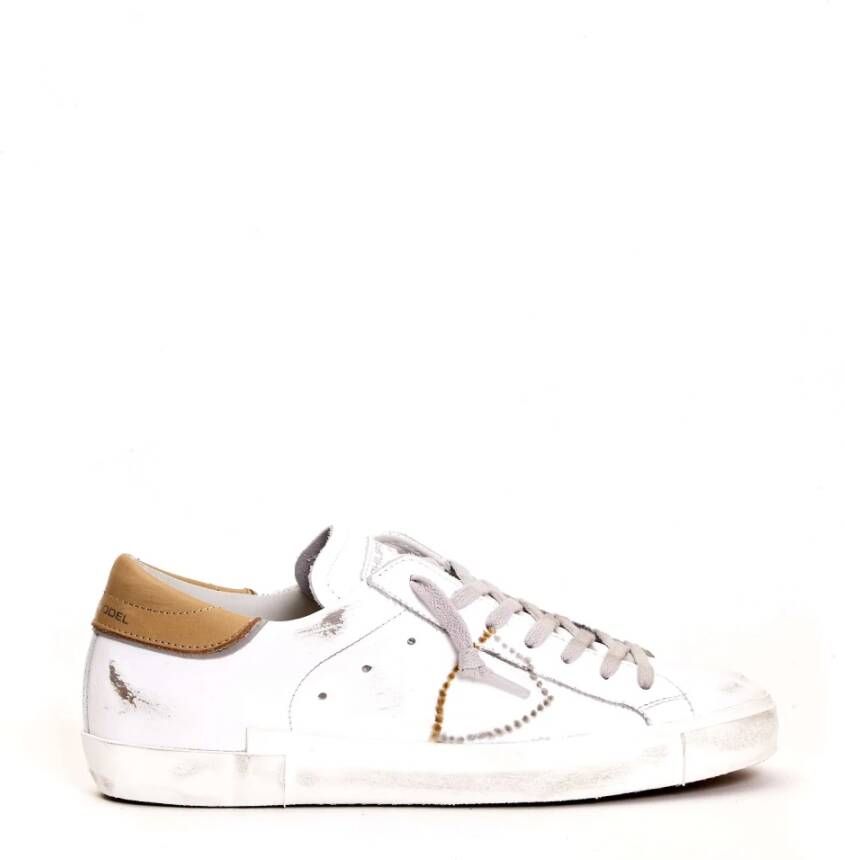 Philippe Model Witte Leren Tan Sneakers Stijlvol White Heren