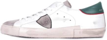 Philippe Model Witte lage sneakers met gebruikte behandeling en gekleurde randen White Heren