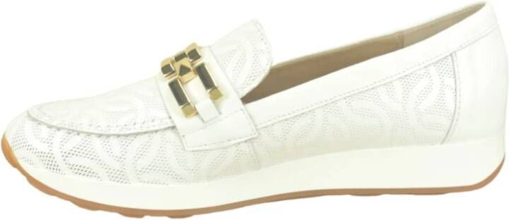 Pitillos Wit Print Moccassin +Gar. White Dames