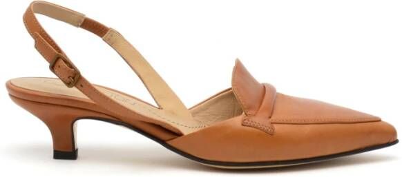 Pomme D'or Slingback Leren Cuoio Sandaal Brown Dames