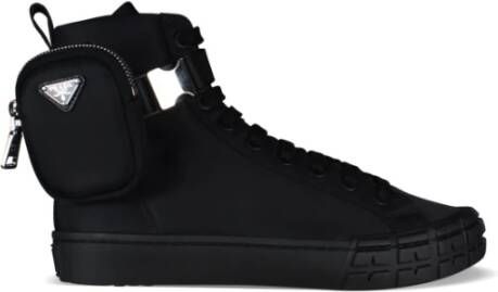 Prada Hoge Top Wiel Sneakers Black Heren