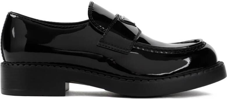 Prada Zwarte Lakleren Loafers Black Heren
