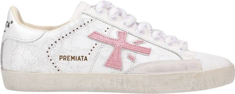 Premiata Witte Sneakers met Roze Details Multicolor Dames