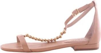 Ralph Lauren Dames leren platte sandalen met kettingdetail Beige Dames