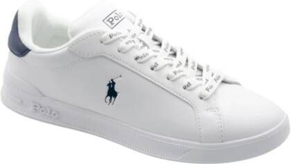 Ralph Lauren Witte en blauwe leren sneakers White Heren