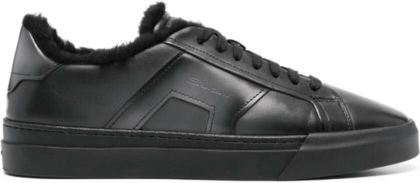 Santoni Zwarte Shearling Sneakers