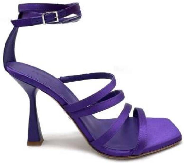 Sergio Levantesi Paarse Satijnen Hoge Hak Sandalen Purple Dames