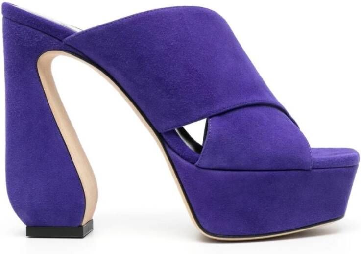 Sergio Rossi Paarse Slippers met 135mm Hak Purple Dames