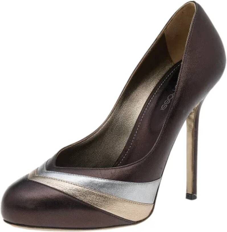 Sergio Rossi Pre-owned Leather heels Gray Dames