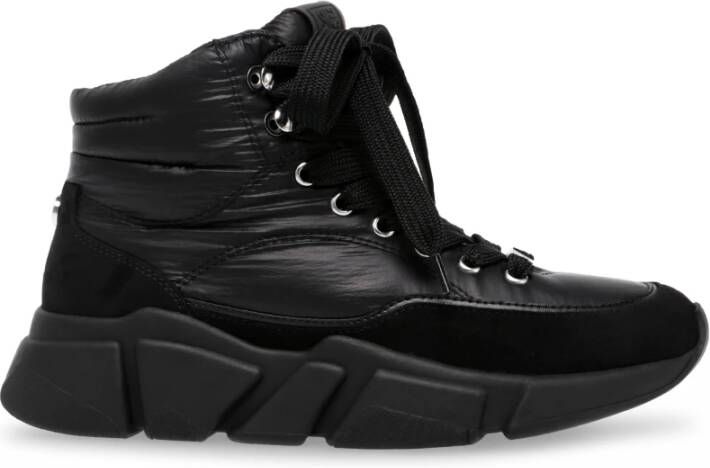 Steve Madden Zwarte High-Top Vetersneakers Black Dames