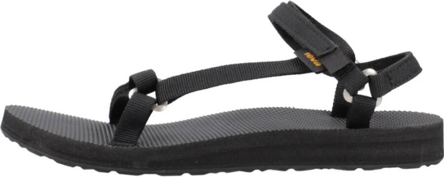 Teva Stijlvolle platte sandalen voor vrouwen Black Dames