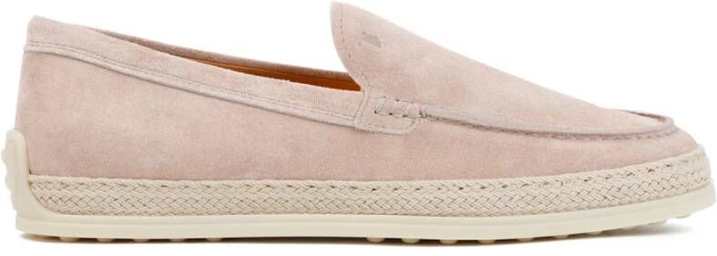 TOD'S Suede Leather Loafers Pink Dames