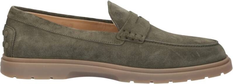 TOD'S Velours Loafers Green Heren