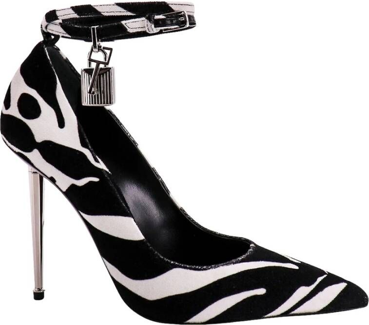 Tom Ford Animalier Print Velvet Heels Black Dames