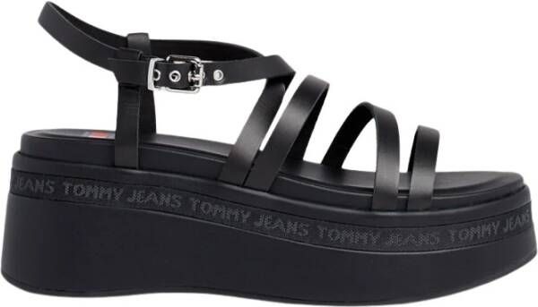Tommy Jeans Strappy Wedge Sandalen Lente Zomer Collectie Black Dames