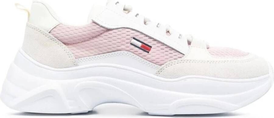 Tommy Jeans Roze Leren Sneakers voor Vrouwen Pink Dames