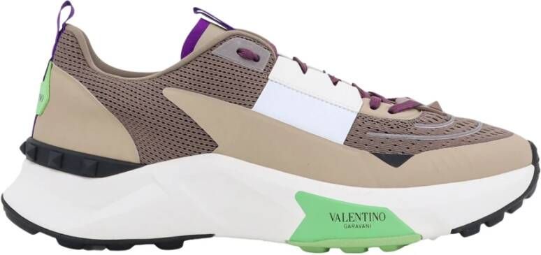 Valentino Garavani Beige Sneakers met Zwart Witte Veters Multicolor Heren