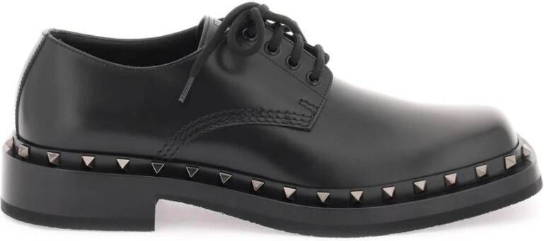 Valentino Garavani Zwarte platte schoenen met studs Black Heren