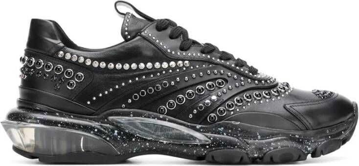 Valentino Garavani Studded Leren Sneakers Black Heren