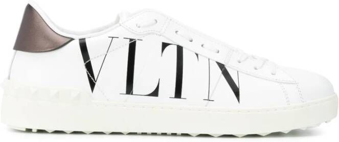 Valentino Garavani Witte Leren Lage Sneakers met Vltn Print White Heren