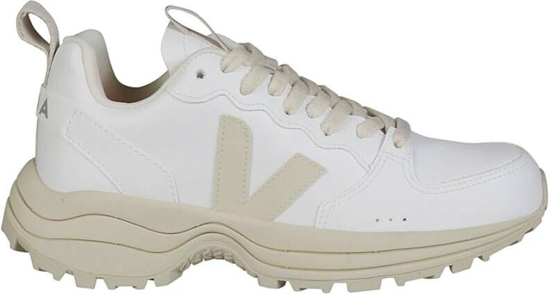 Veja Witte Biologisch Katoenen Sneakers met Rubberen V Logo Wit Dames