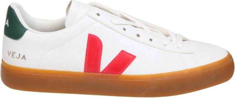 Veja Witte Leren Sneakers Ronde Neus Multicolor Heren