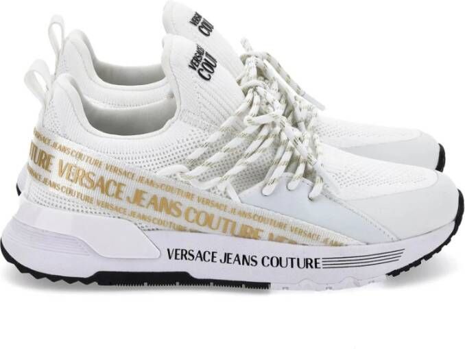Versace Jeans Couture Dynamische Gebreide Gummy Coated Schoenen White Dames