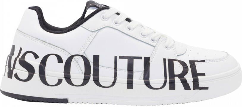 Versace Jeans Couture Witte leren sneakers met zwart contrastlogo White Heren