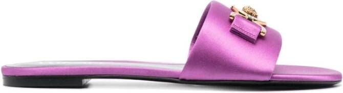 Versace Paarse Medusa Platte Sandalen Purple Dames