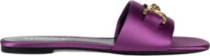 Versace Platte Satijnen Medusa Sandalen Purple Dames